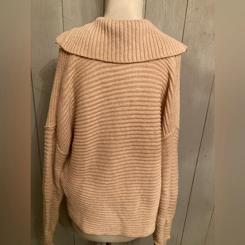 Women's Free People Marlie Pink Ribbed Knit Cotton‎ Blend Pullover Sweater Sz S